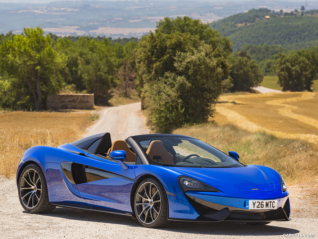 2018 McLaren 570S Spider (Color: Vega Blue) - Front Three-Quarter