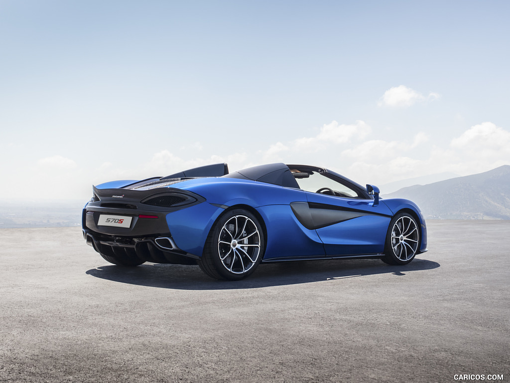 2018 McLaren 570S Spider (Color: Vega Blue) - Rear Three-Quarter