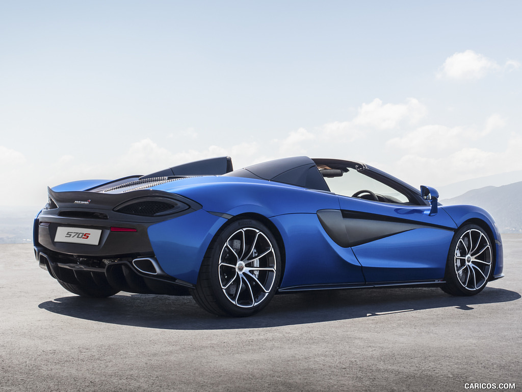 2018 McLaren 570S Spider (Color: Vega Blue) - Rear Three-Quarter