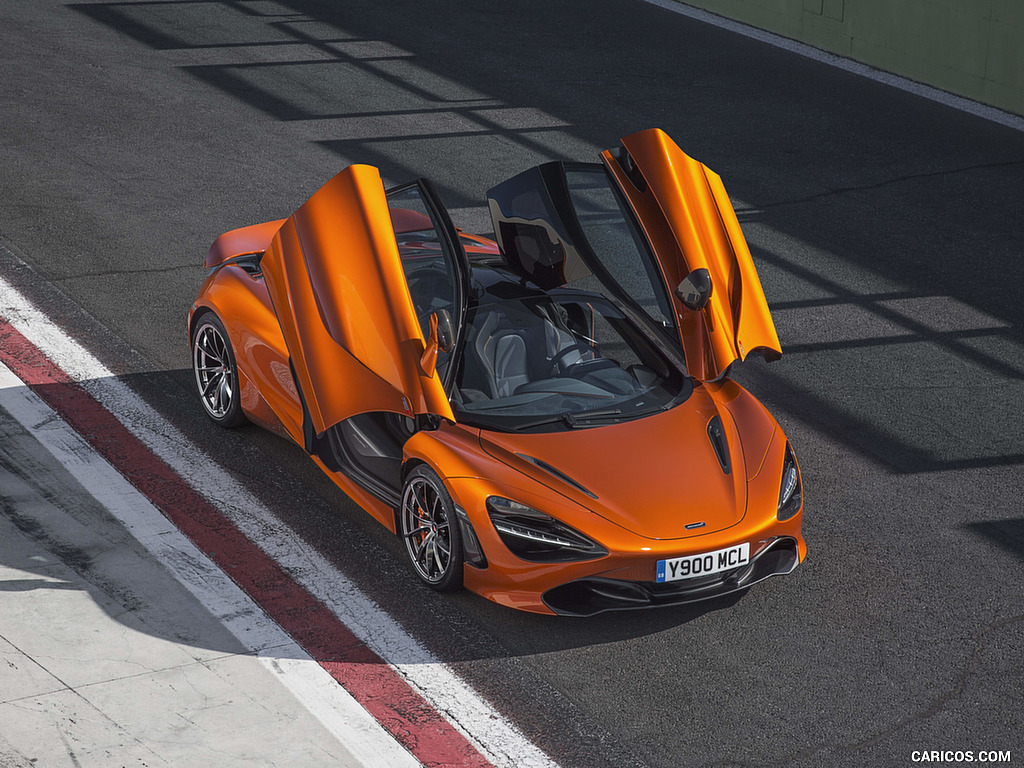 2018 McLaren 720S (Color: Azores Orange) - Doors Up - Front Three-Quarter