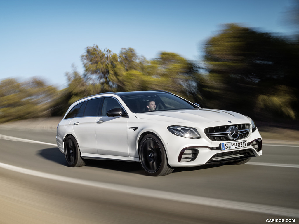 2018 Mercedes-AMG E63 S Wagon 4MATIC+ (Color: Diamond White) - Front Three-Quarter