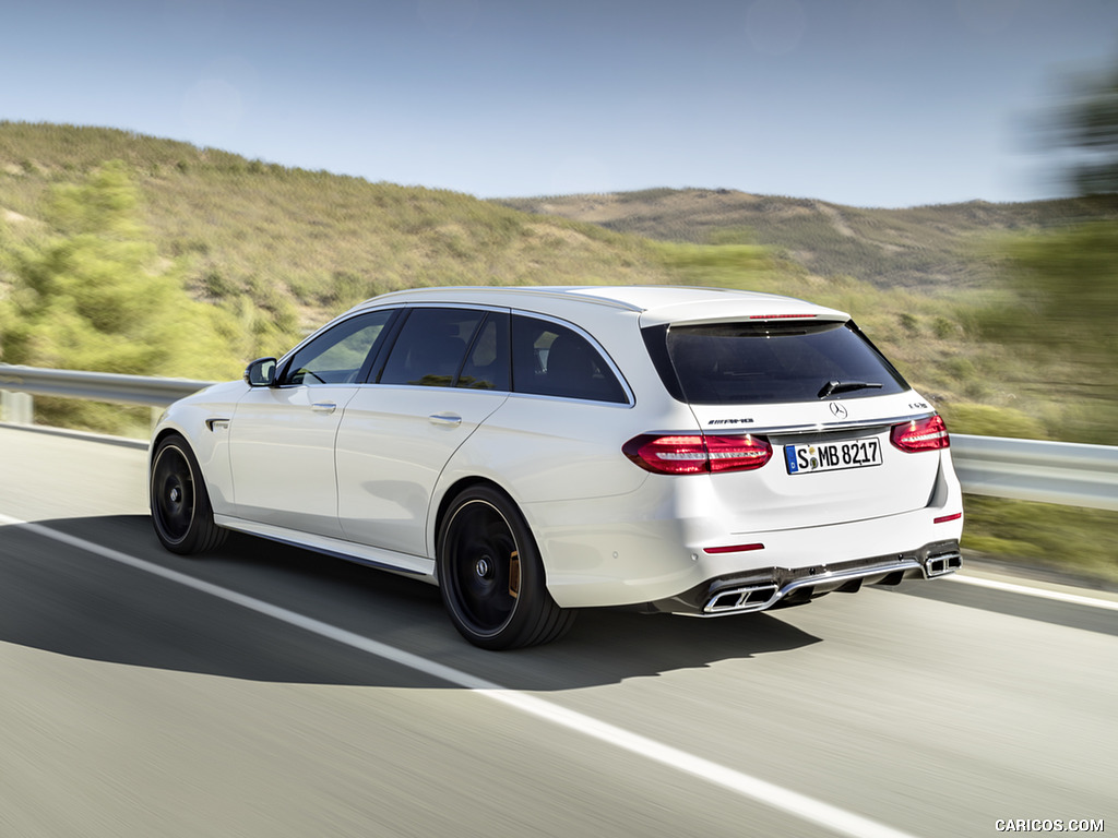 2018 Mercedes-AMG E63 S Wagon 4MATIC+ (Color: Diamond White) - Rear Three-Quarter