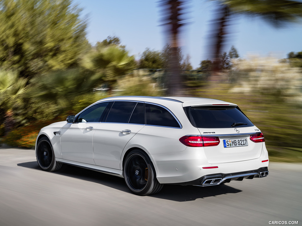 2018 Mercedes-AMG E63 S Wagon 4MATIC+ (Color: Diamond White) - Rear Three-Quarter