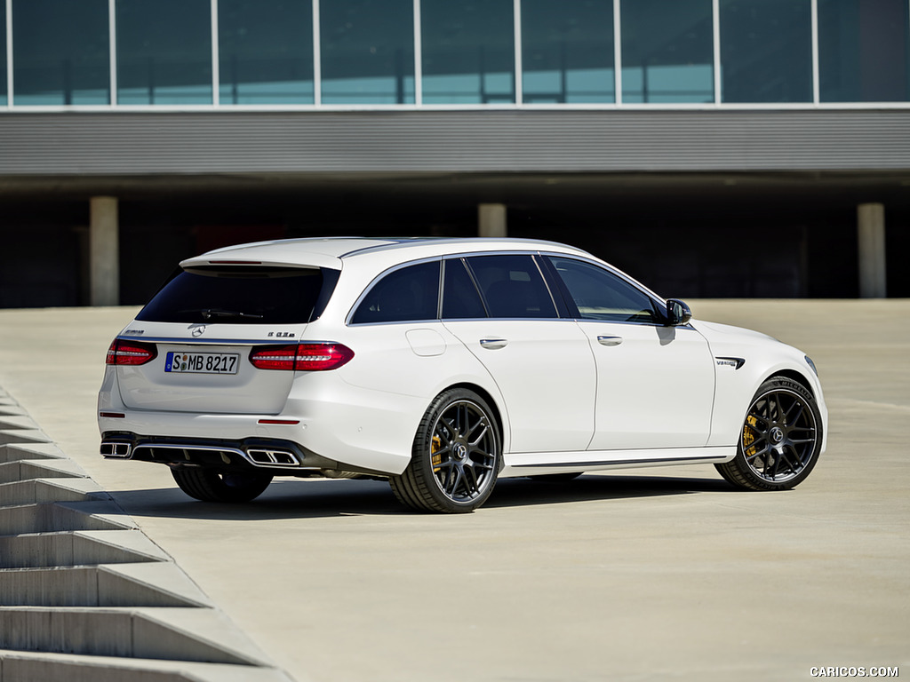 2018 Mercedes-AMG E63 S Wagon 4MATIC+ (Color: Diamond White) - Rear Three-Quarter