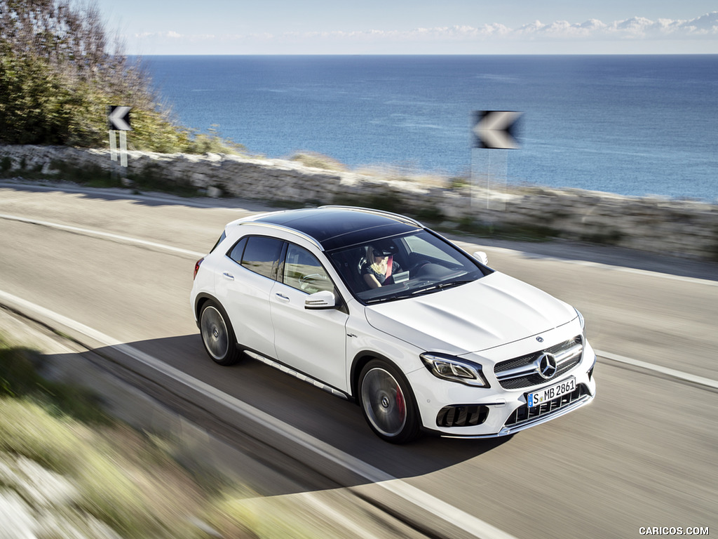 2018 Mercedes-AMG GLA 45 4MATIC (Color: Cirrus White) - Front Three-Quarter