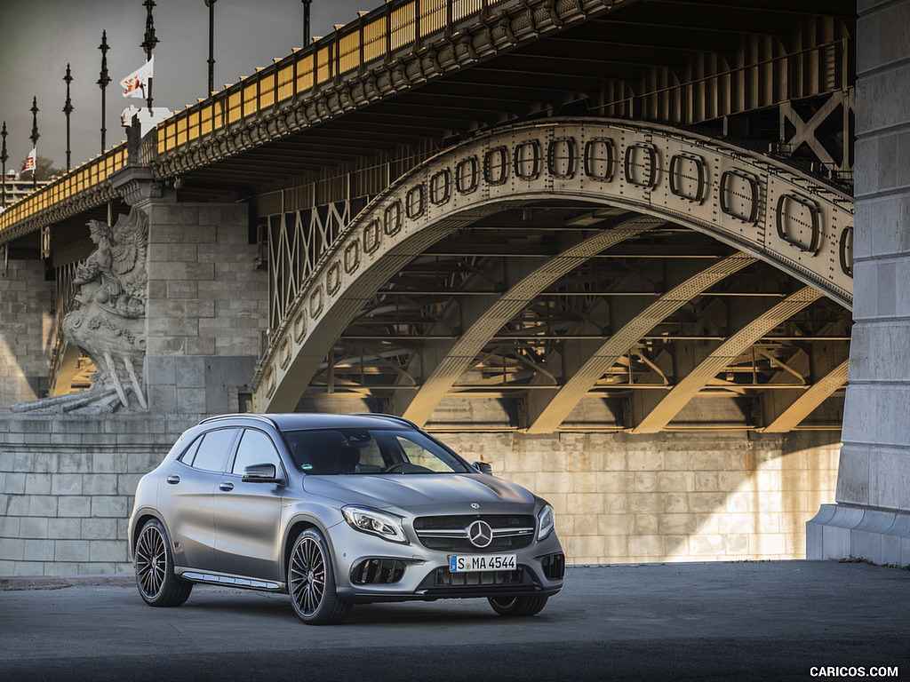 2018 Mercedes-AMG GLA 45 4MATIC (Color: designo Mountain Grey Magno) - Front Three-Quarter