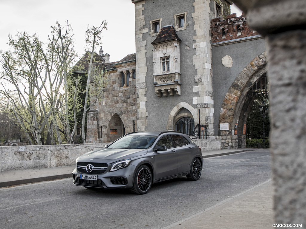 2018 Mercedes-AMG GLA 45 4MATIC (Color: designo Mountain Grey Magno) - Front Three-Quarter