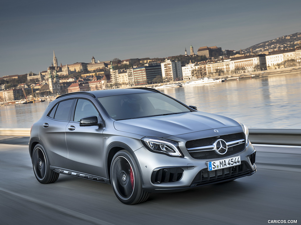 2018 Mercedes-AMG GLA 45 4MATIC (Color: designo Mountain Grey Magno) - Front Three-Quarter