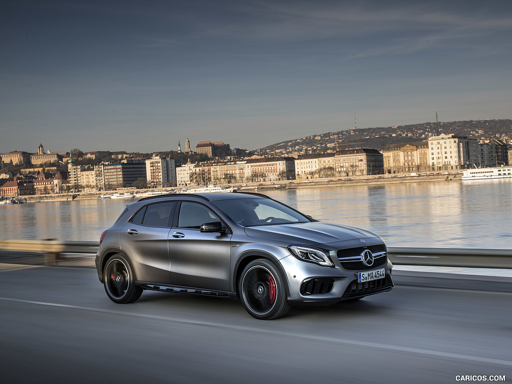 2018 Mercedes-AMG GLA 45 4MATIC (Color: designo Mountain Grey Magno) - Front Three-Quarter