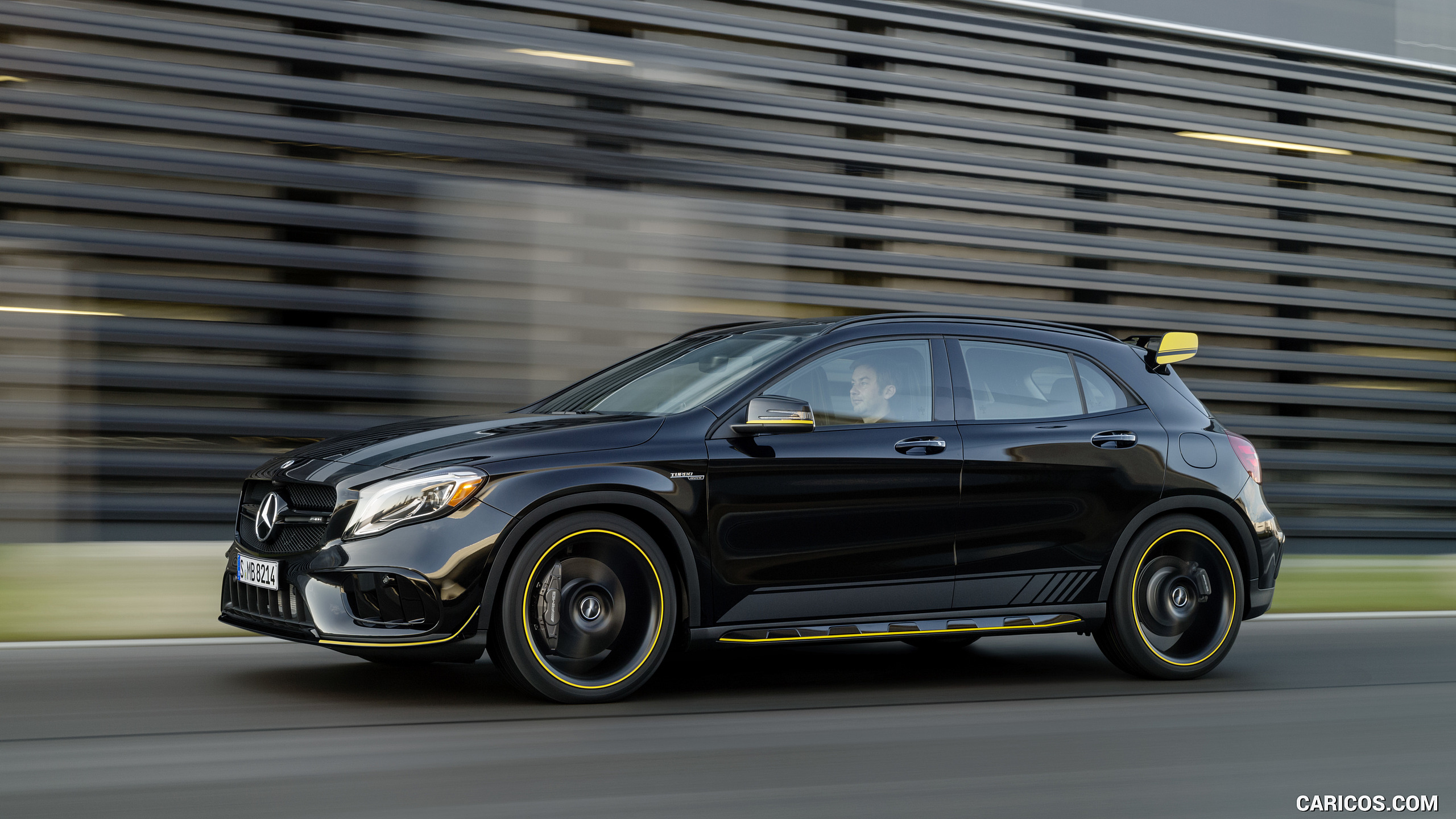 2018 Mercedes-AMG GLA 45 4MATIC Yellow Night Edition (Color: Cosmos Black) - Side, #5 of 88