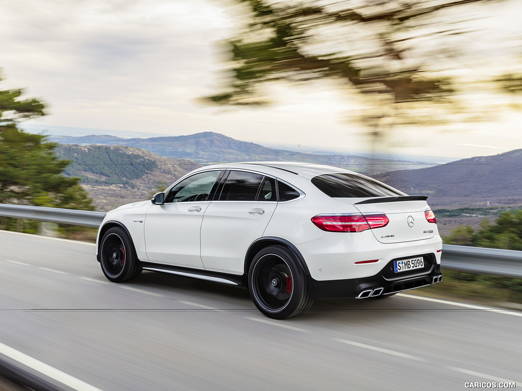 2018 Mercedes-AMG GLC 63 S Coupe 4MATIC+ (Color: designo Diamond White) - Rear Three-Quarter