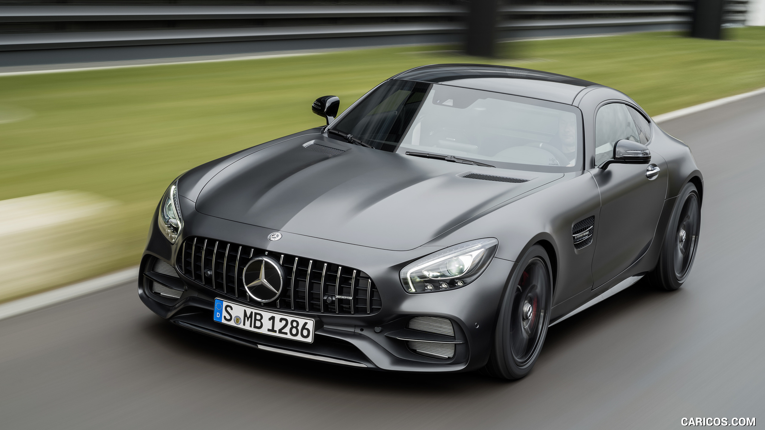 2018 Mercedes-AMG GT C Coupe Edition 50 (Color: Graphite Grey Magno) - Front Three-Quarter, #3 of 70
