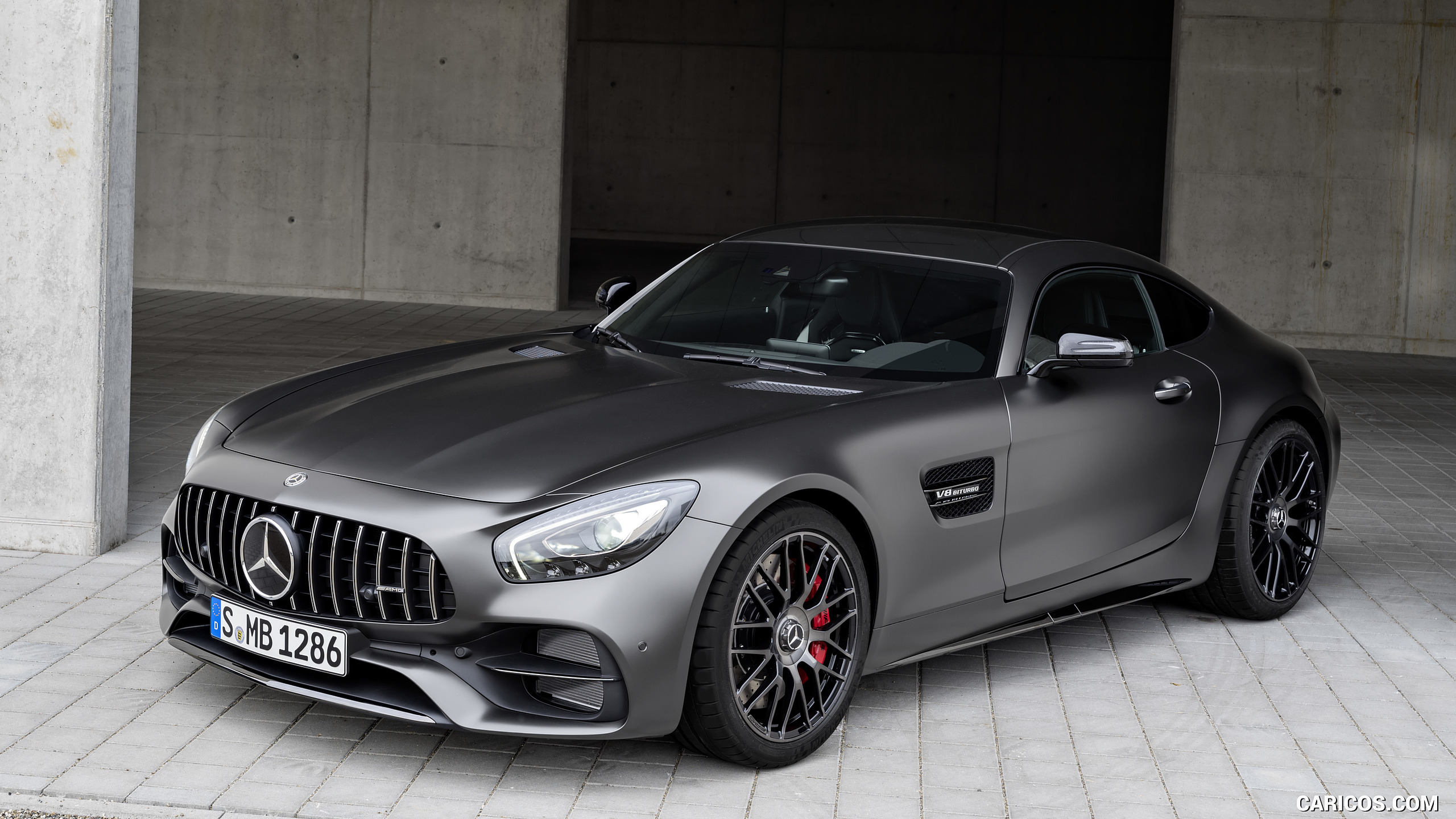 2018 Mercedes-AMG GT C Coupe Edition 50 (Color: Graphite Grey Magno) - Front Three-Quarter, #7 of 70