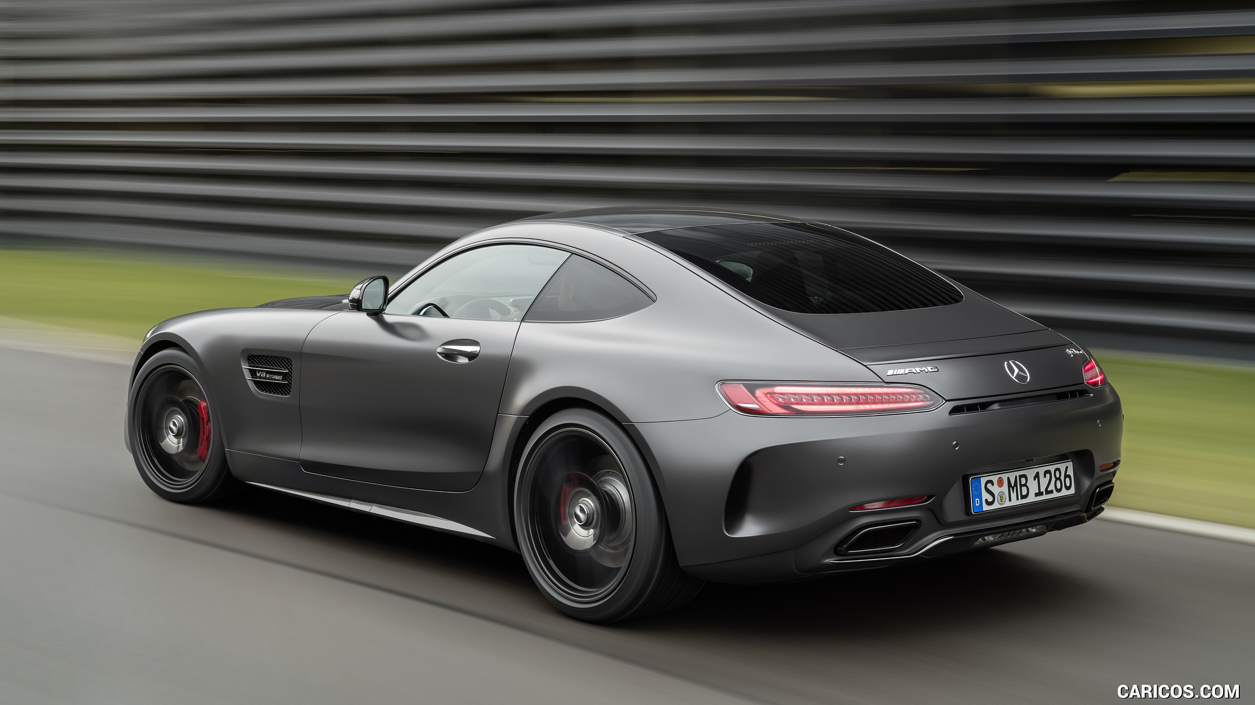 2018 Mercedes-AMG GT C Coupe Edition 50 (Color: Graphite Grey Magno) - Rear Three-Quarter, #5 of 70