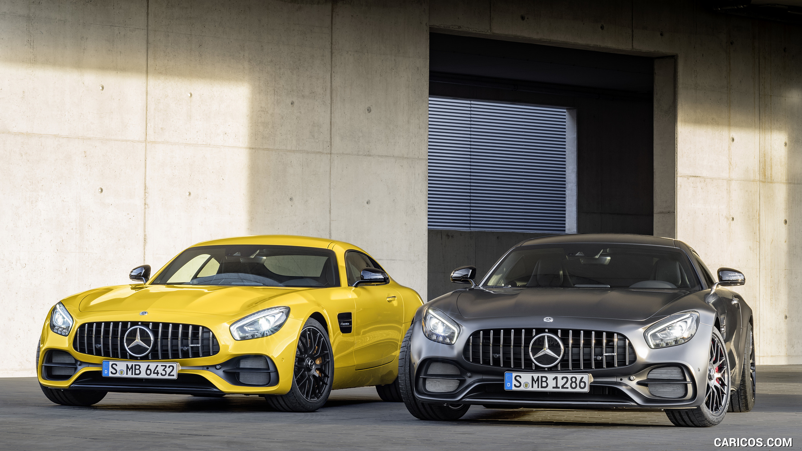 2018 Mercedes-AMG GT C Coupe Edition 50 (Color: Graphite Grey Magno) and AMG GT S (Color: Solarbeam), #16 of 70