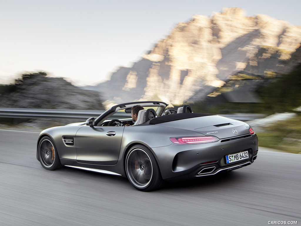 2018 Mercedes-AMG GT C Roadster (Color: Designo Selenit Grey Magno) - Rear Three-Quarter