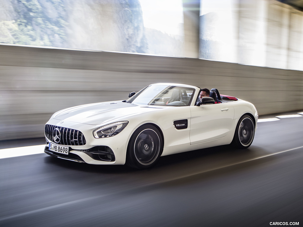 2018 Mercedes-AMG GT Roadster (Color: Designo Diamond White Bright) - Front Three-Quarter