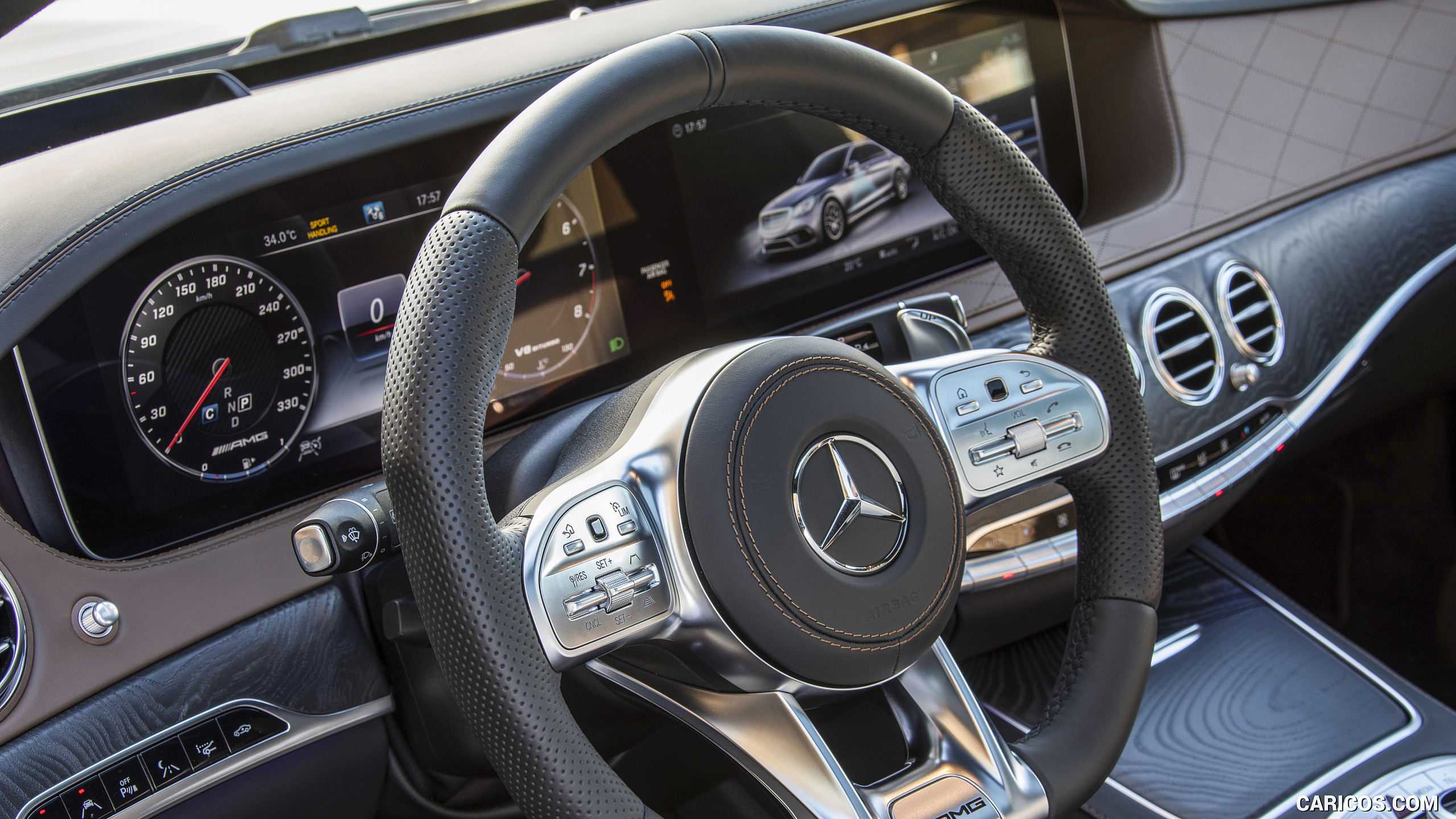 2018 Mercedes-AMG S63 4MATIC+ (Color: designo Allanite Grey Magno) - Interior, Steering Wheel, #54 of 100