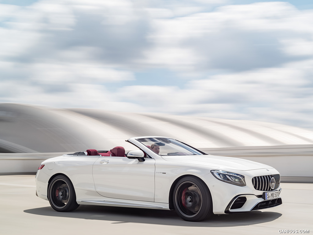 2018 Mercedes-AMG S63 Cabriolet 4MATIC+ (Color: Designo Diamond White) - Front Three-Quarter