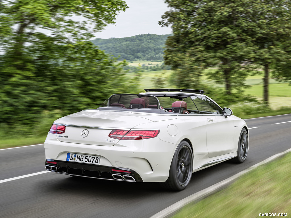 2018 Mercedes-AMG S63 Cabriolet 4MATIC+ (Color: Designo Diamond White) - Rear Three-Quarter