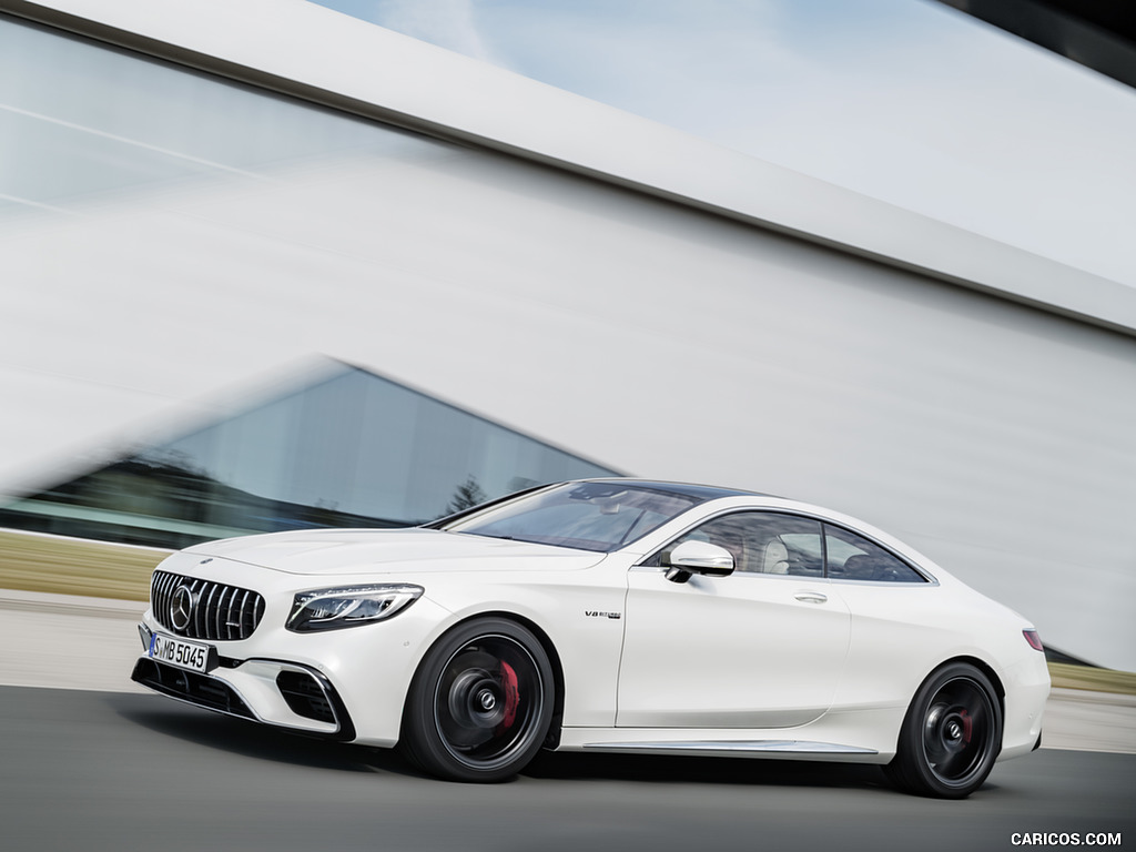 2018 Mercedes-AMG S63 Coupe 4MATIC+ (Color: Designo Diamond White) - Front Three-Quarter