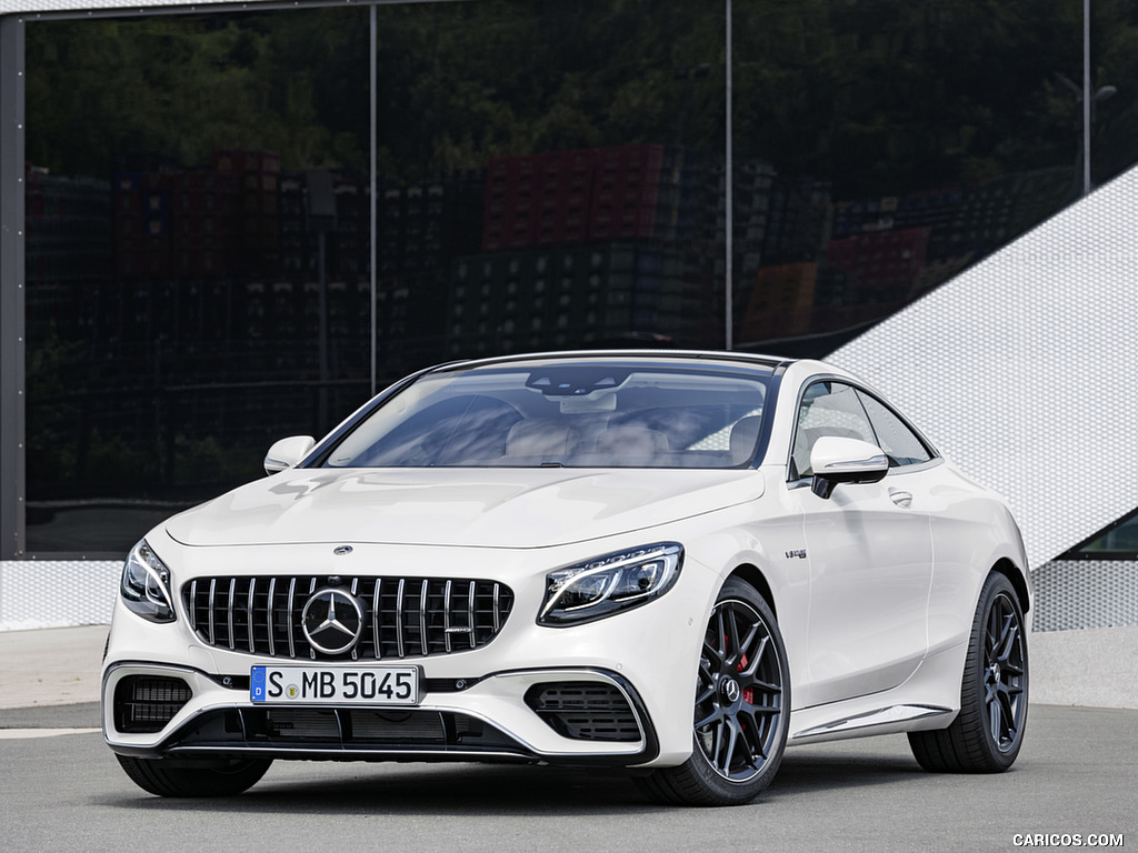 2018 Mercedes-AMG S63 Coupe 4MATIC+ (Color: Designo Diamond White) - Front Three-Quarter