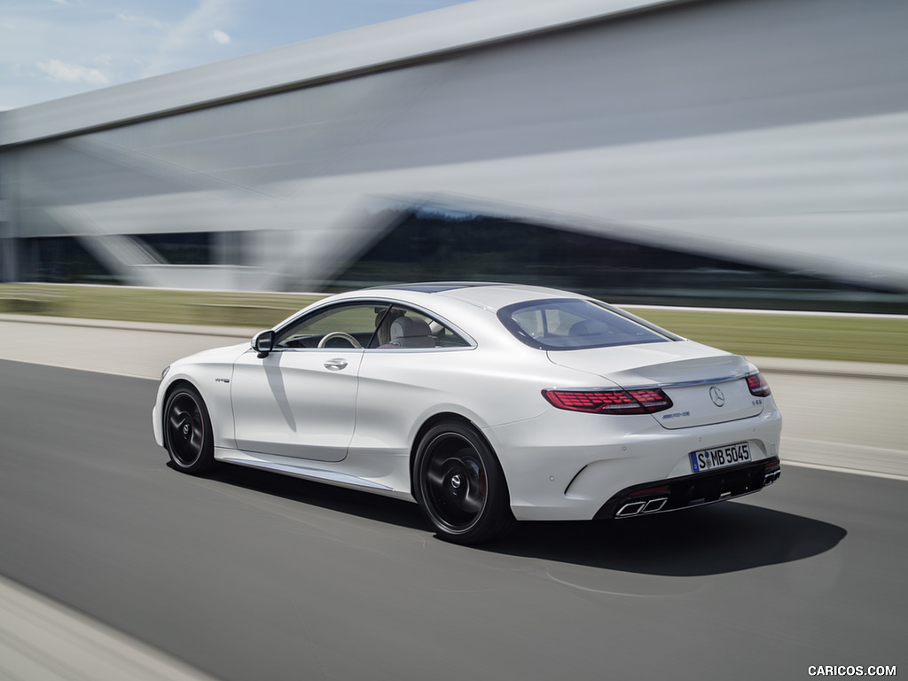 2018 Mercedes-AMG S63 Coupe 4MATIC+ (Color: Designo Diamond White) - Rear Three-Quarter