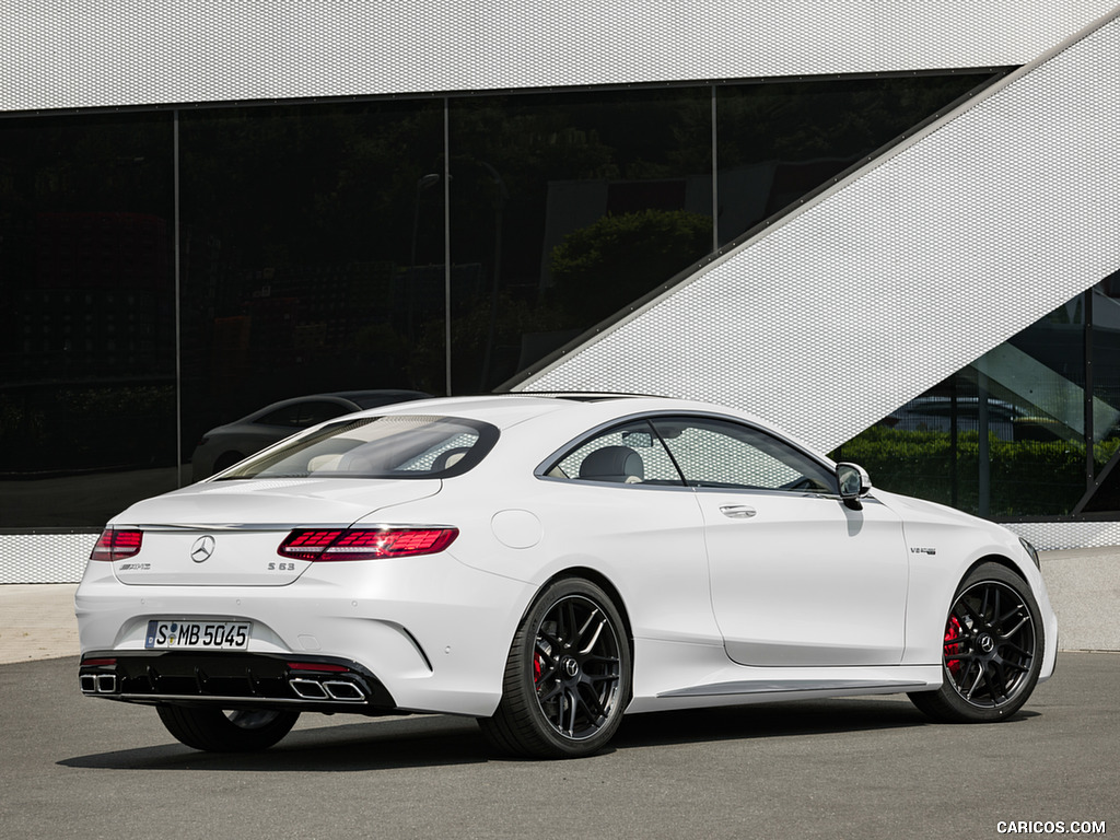 2018 Mercedes-AMG S63 Coupe 4MATIC+ (Color: Designo Diamond White) - Rear Three-Quarter