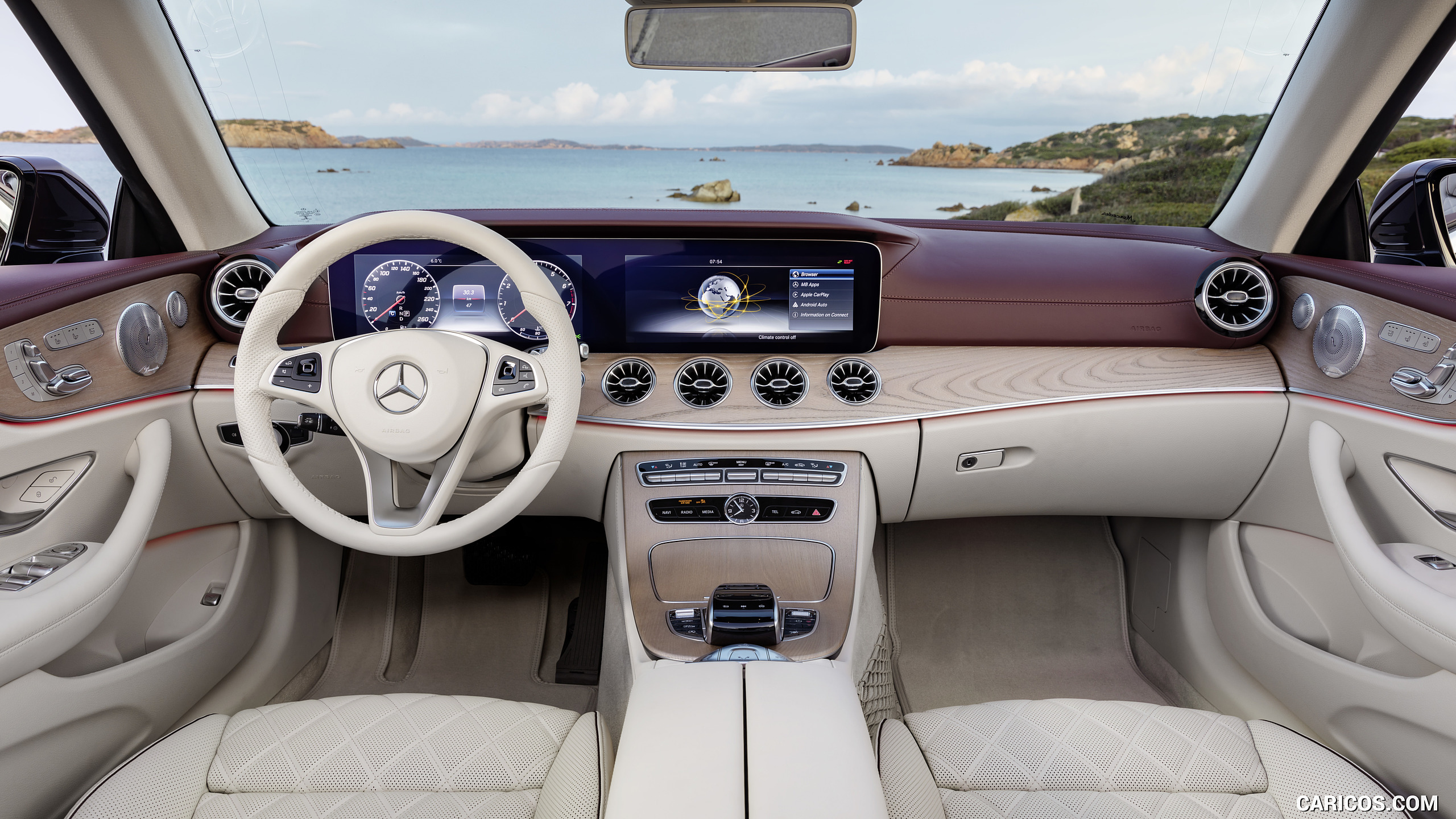 2018 Mercedes-Benz E-Class Cabrio - Titan Red / Macchiato Beige Interior, Cockpit, #68 of 158