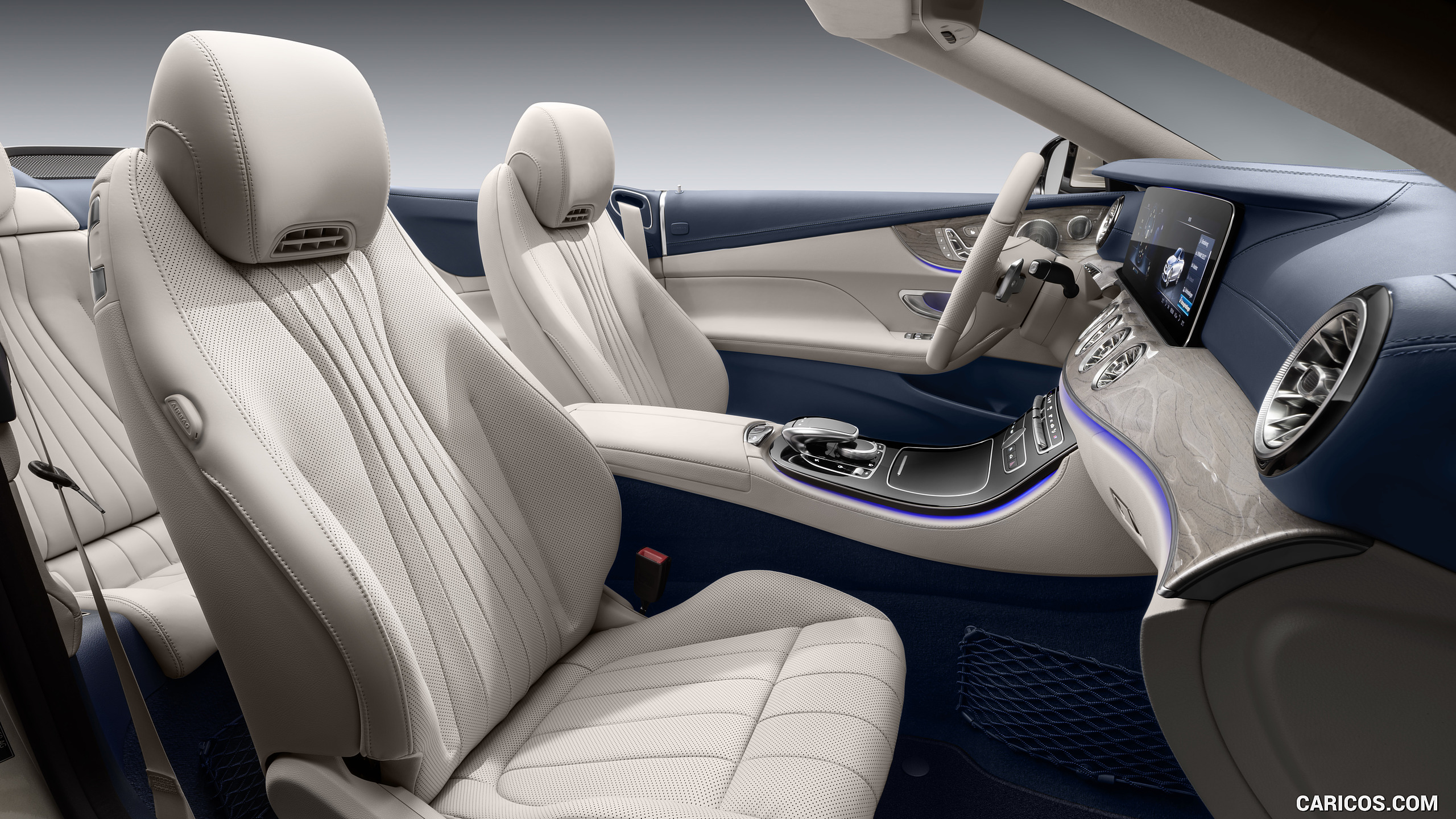 2018 Mercedes-Benz E-Class Cabrio - Yacht Blue / Macchiato Beige Interior, Front Seats, #83 of 158