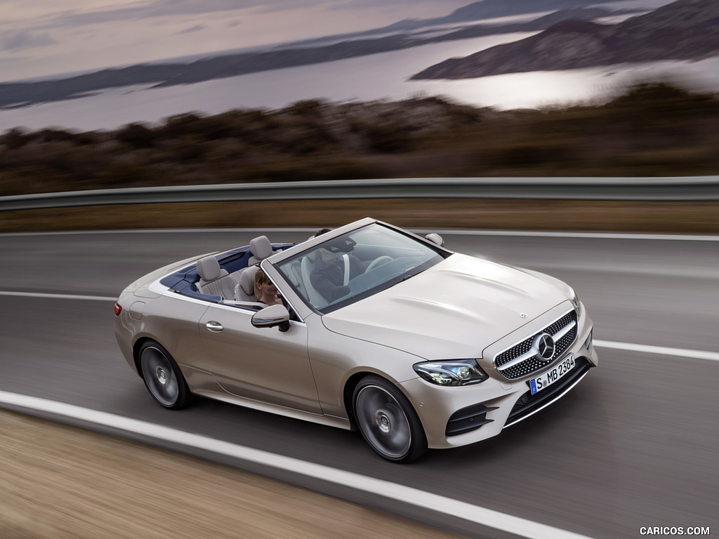 2018 Mercedes-Benz E-Class Cabrio AMG Line (Color: Aragonite Silver) - Front Three-Quarter