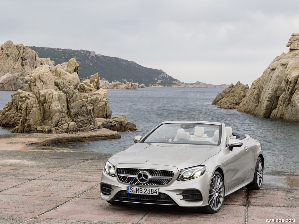 2018 Mercedes-Benz E-Class Cabrio AMG Line (Color: Aragonite Silver) - Front Three-Quarter