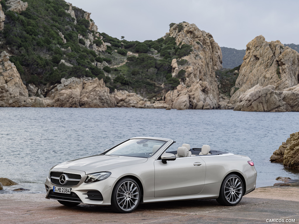 2018 Mercedes-Benz E-Class Cabrio AMG Line (Color: Aragonite Silver) - Front Three-Quarter