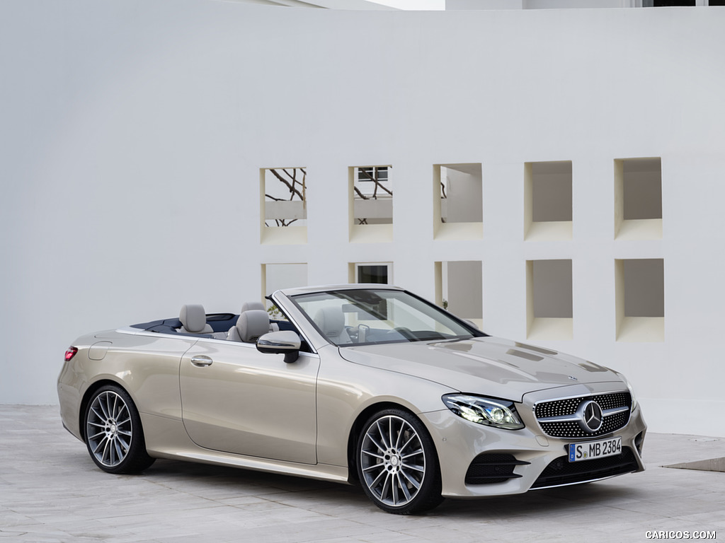 2018 Mercedes-Benz E-Class Cabrio AMG Line (Color: Aragonite Silver) - Front Three-Quarter