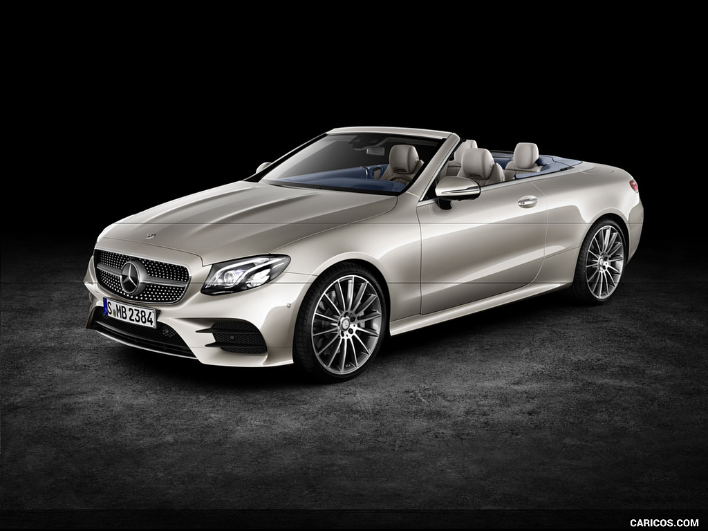 2018 Mercedes-Benz E-Class Cabrio AMG Line (Color: Aragonite Silver) - Front Three-Quarter