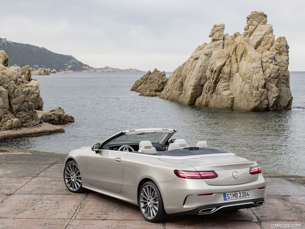 2018 Mercedes-Benz E-Class Cabrio AMG Line (Color: Aragonite Silver) - Rear Three-Quarter