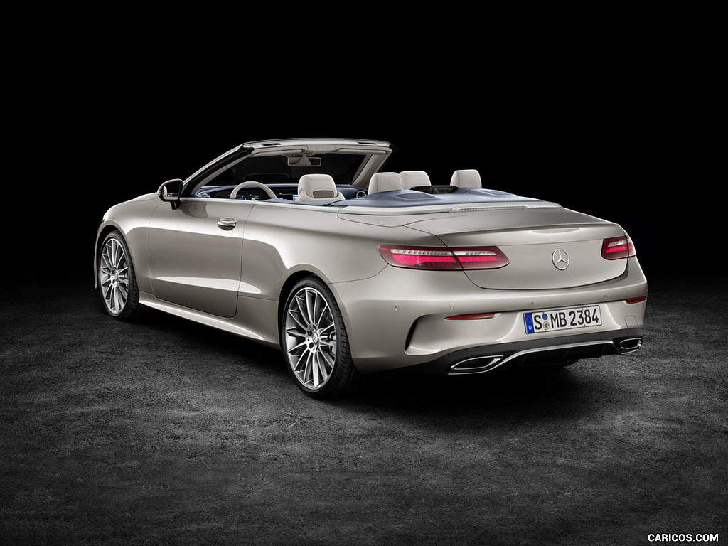 2018 Mercedes-Benz E-Class Cabrio AMG Line (Color: Aragonite Silver) - Rear Three-Quarter