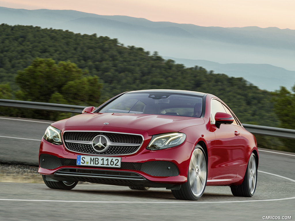 2018 Mercedes-Benz E-Class Coupe (Color: Designo Hyacinth Red Metallic Avantgarde) - Front Three-Quarter