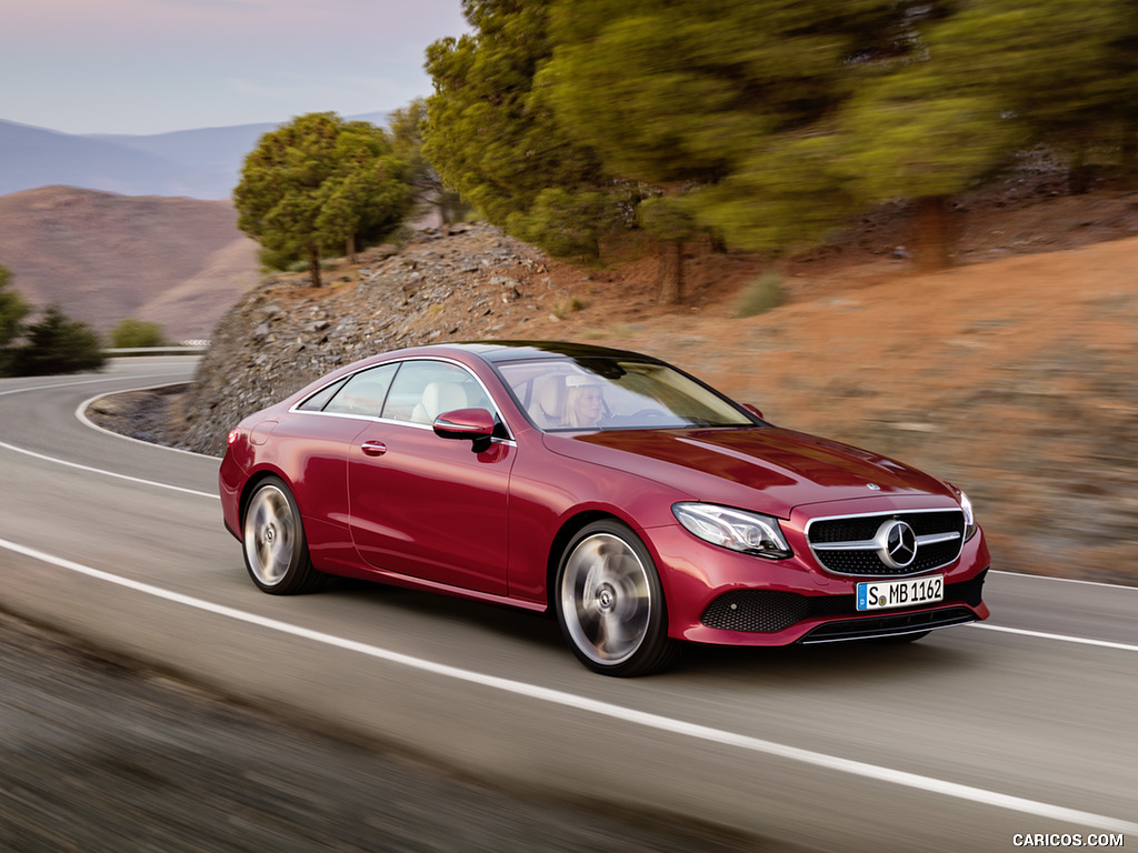 2018 Mercedes-Benz E-Class Coupe (Color: Designo Hyacinth Red Metallic Avantgarde) - Front Three-Quarter