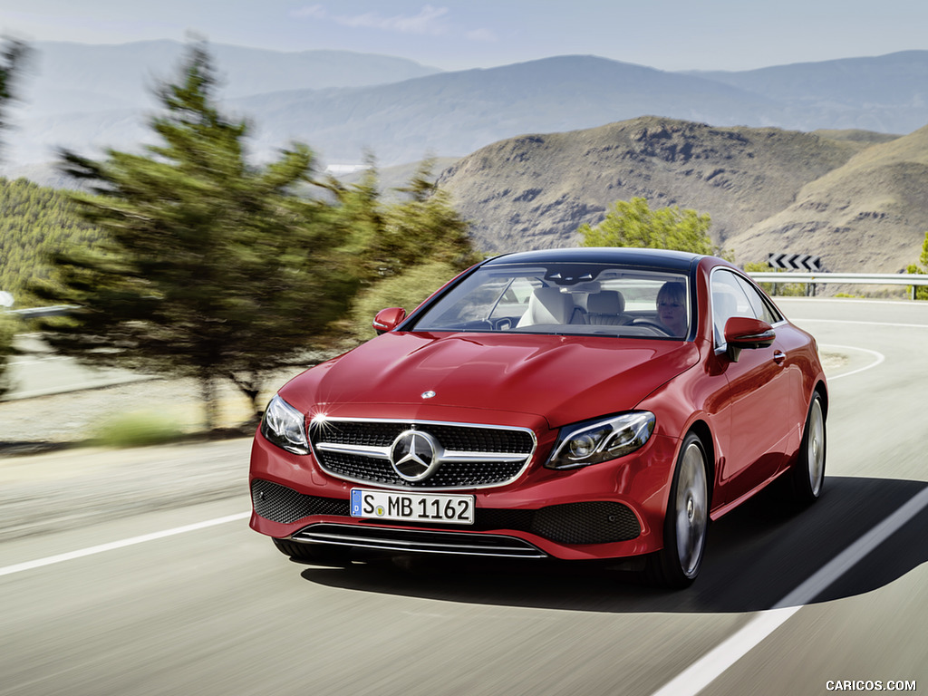 2018 Mercedes-Benz E-Class Coupe (Color: Designo Hyacinth Red Metallic Avantgarde) - Front Three-Quarter