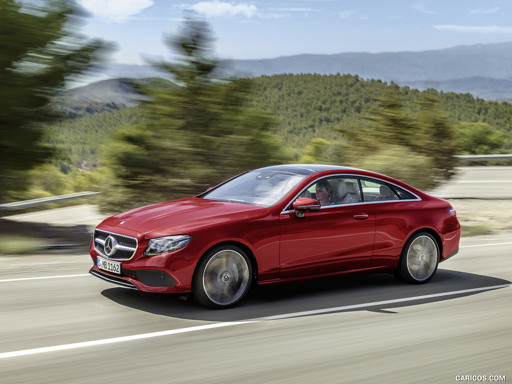 2018 Mercedes-Benz E-Class Coupe (Color: Designo Hyacinth Red Metallic Avantgarde) - Front Three-Quarter