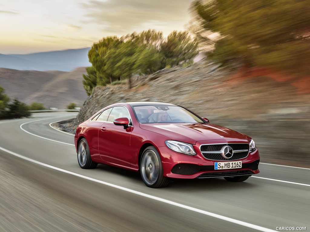 2018 Mercedes-Benz E-Class Coupe (Color: Designo Hyacinth Red Metallic Avantgarde) - Front Three-Quarter