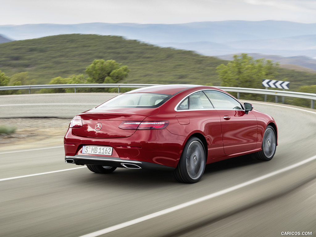 2018 Mercedes-Benz E-Class Coupe (Color: Designo Hyacinth Red Metallic Avantgarde) - Rear Three-Quarter