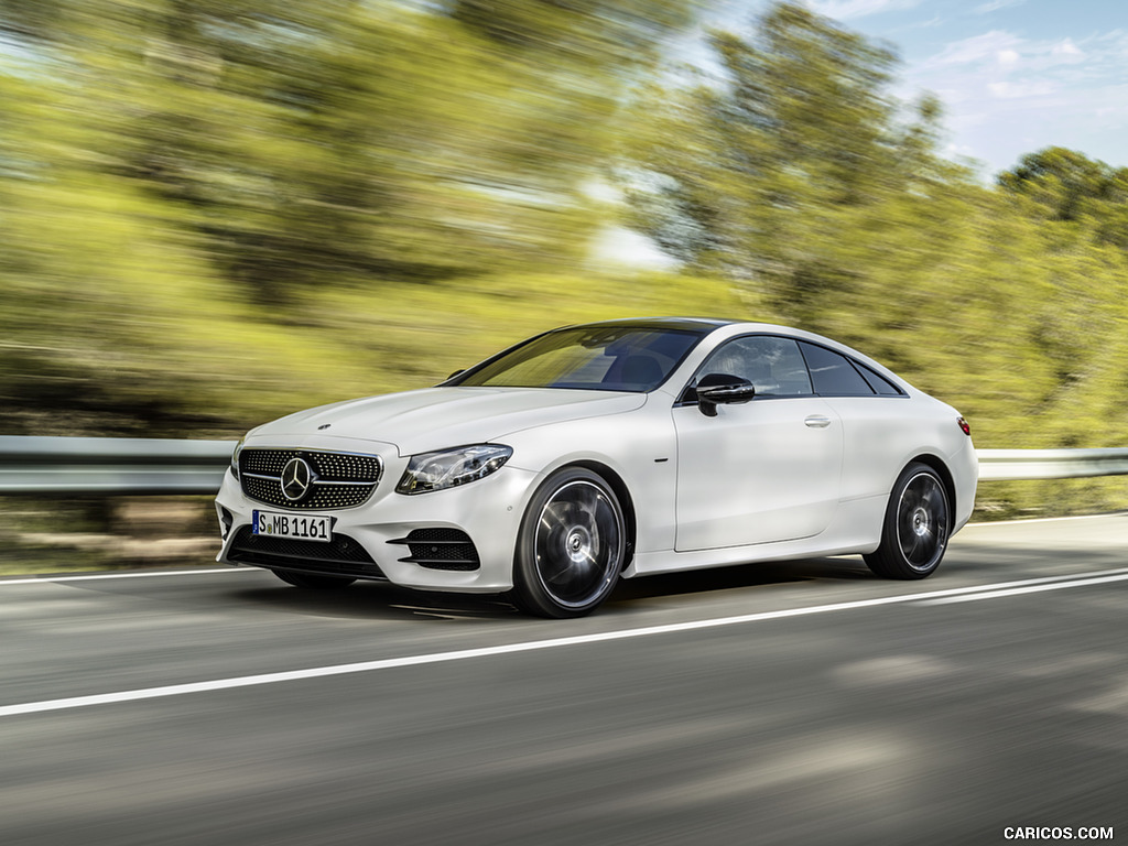 2018 Mercedes-Benz E-Class Coupe Edition 1 AMG Line Night Package (Color: Designo Kashmir White Magno) - Front Three-Quarter