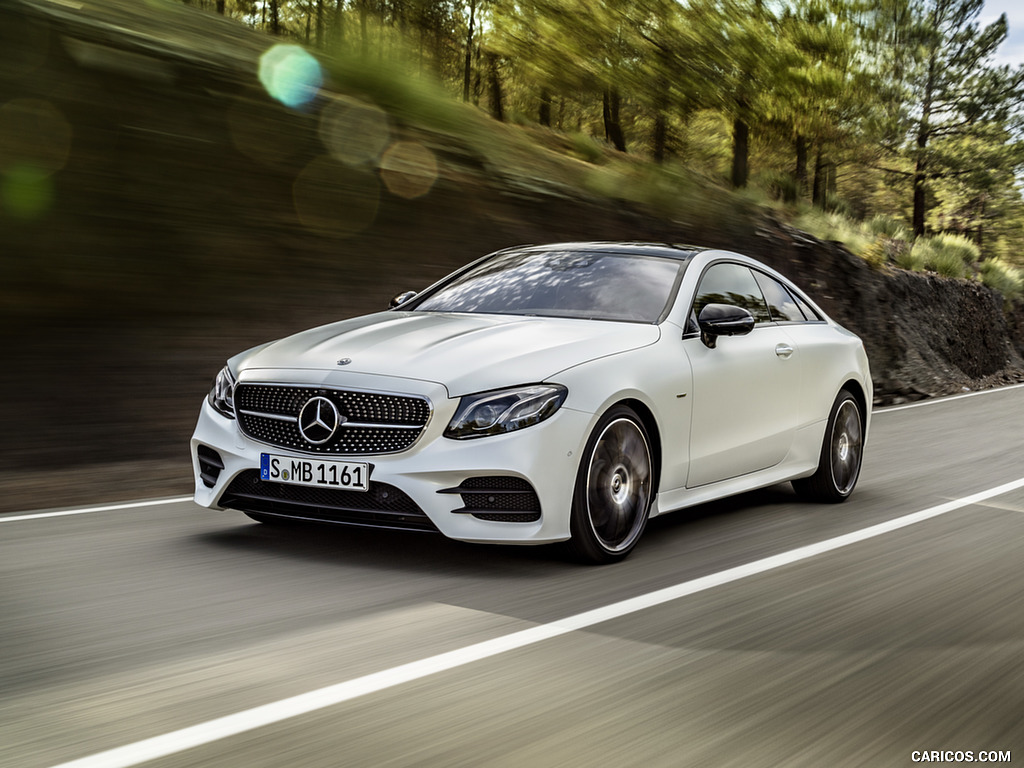 2018 Mercedes-Benz E-Class Coupe Edition 1 AMG Line Night Package (Color: Designo Kashmir White Magno) - Front Three-Quarter