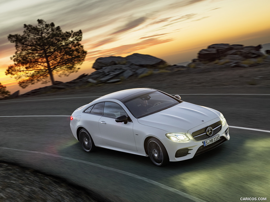 2018 Mercedes-Benz E-Class Coupe Edition 1 AMG Line Night Package (Color: Designo Kashmir White Magno) - Front Three-Quarter