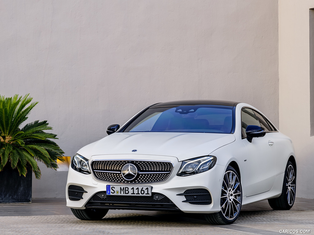 2018 Mercedes-Benz E-Class Coupe Edition 1 AMG Line Night Package (Color: Designo Kashmir White Magno) - Front Three-Quarter