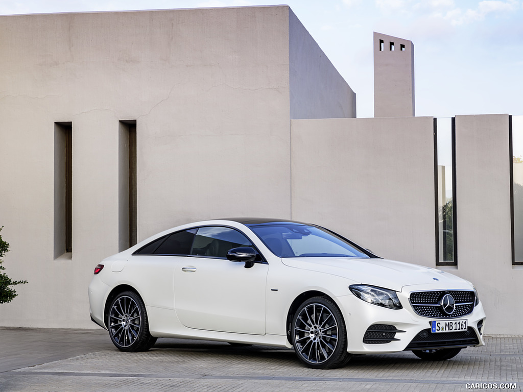 2018 Mercedes-Benz E-Class Coupe Edition 1 AMG Line Night Package (Color: Designo Kashmir White Magno) - Front Three-Quarter