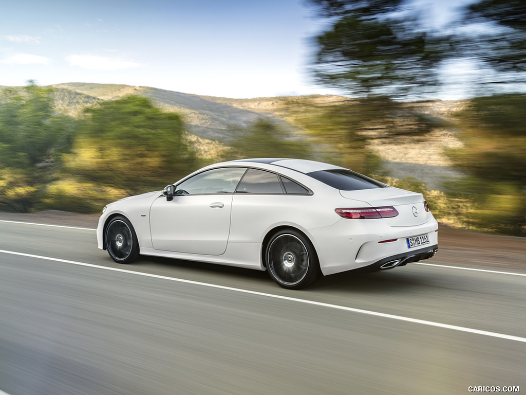 2018 Mercedes-Benz E-Class Coupe Edition 1 AMG Line Night Package (Color: Designo Kashmir White Magno) - Rear Three-Quarter