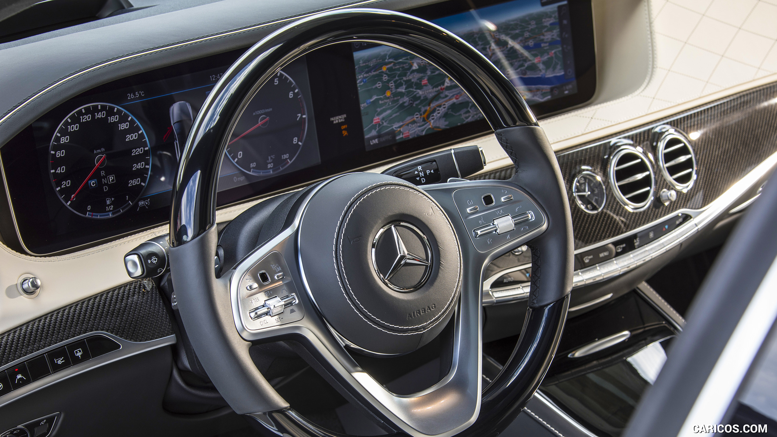 2018 Mercedes-Benz S-Class S 560 (Color: designo Diamond White Bright) - Interior, Steering Wheel, #99 of 156